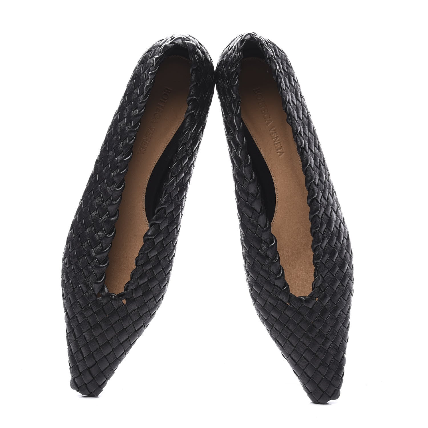 Bottega Veneta Nappa Intrecciato Almond Flats 39 Black 5 of 10