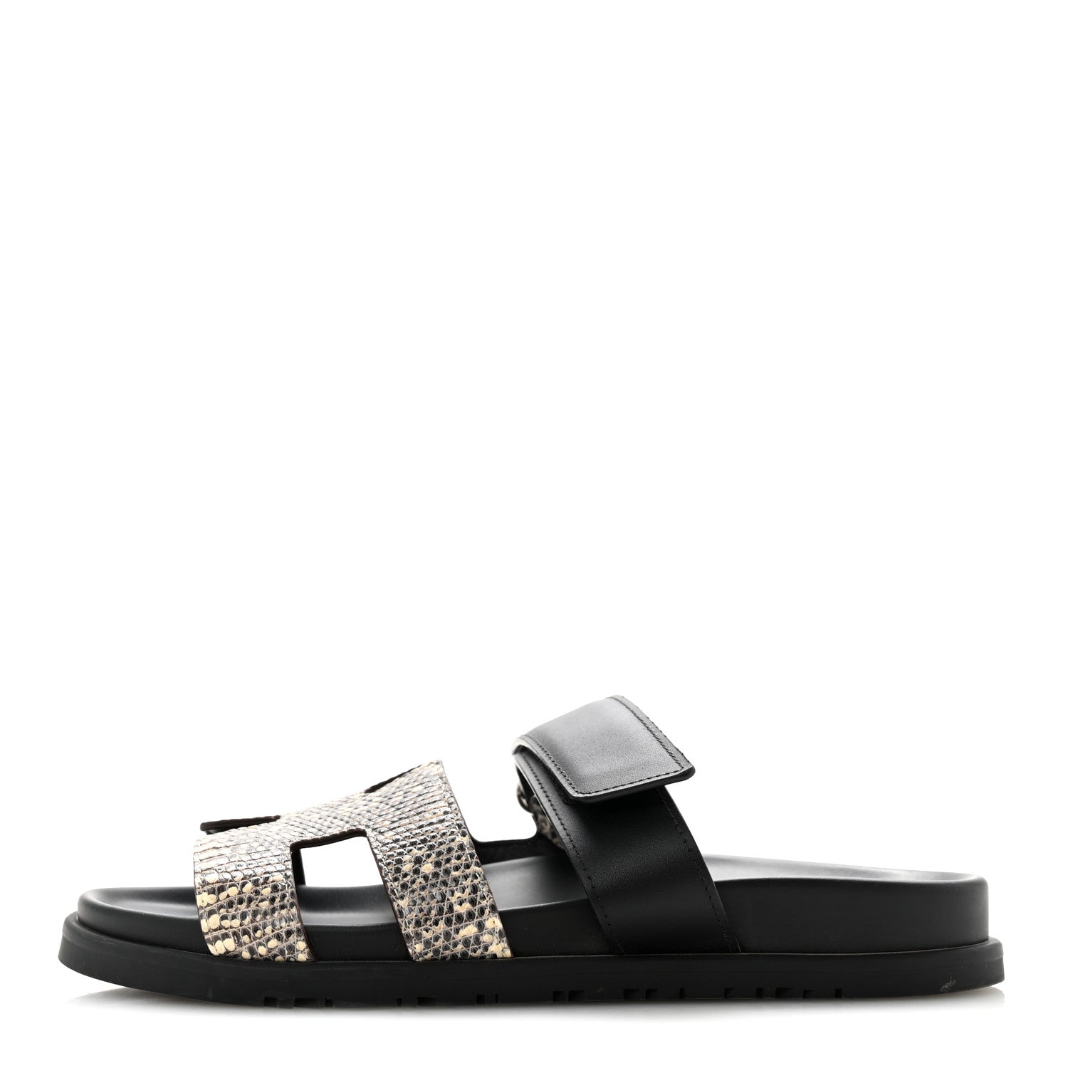 Hermes Lizard Calfskin Womens Chypre Sandals 38.5 Ombre Black 1 of 9