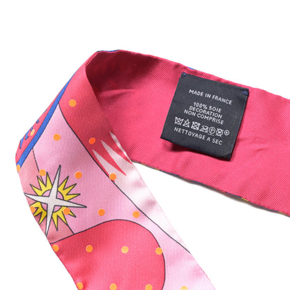 Hermes Silk Plumetis Upcycle Twilly Rose 3 of 4