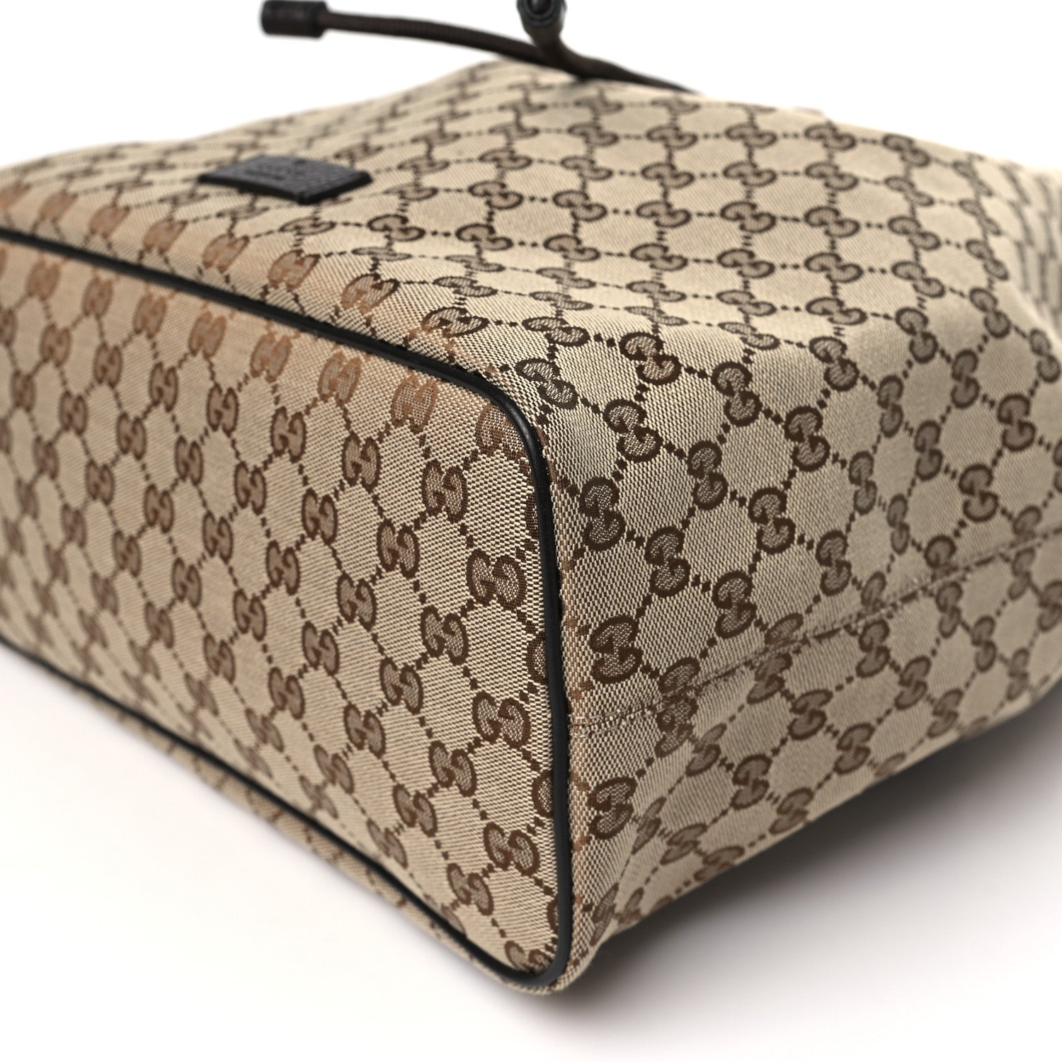 Gucci Monogram Dollar Calfskin O Drawstring Backpack Beige Ebony Testa di Moro Dark Chocolate 10 of 10