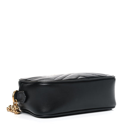 Gucci Calfskin Matelasse Mini GG Marmont Chain Shoulder Bag Black 3 of 6