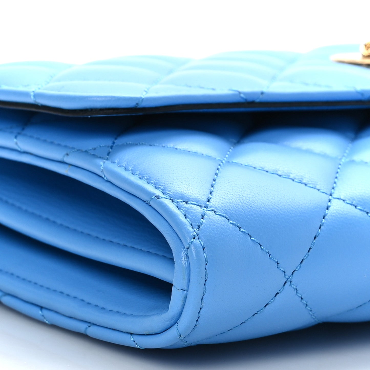 Calfskin Icon Quilted Wallet On Chain Crossbody Blue