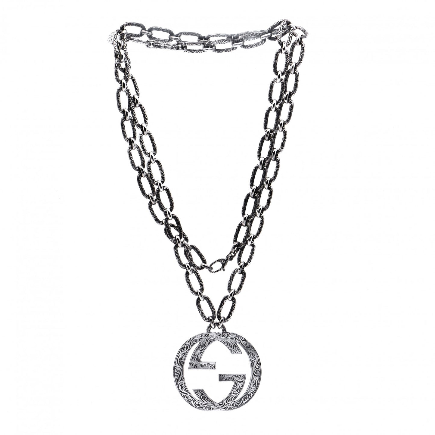 Sterling Silver Large Interlocking G Pendant Necklace