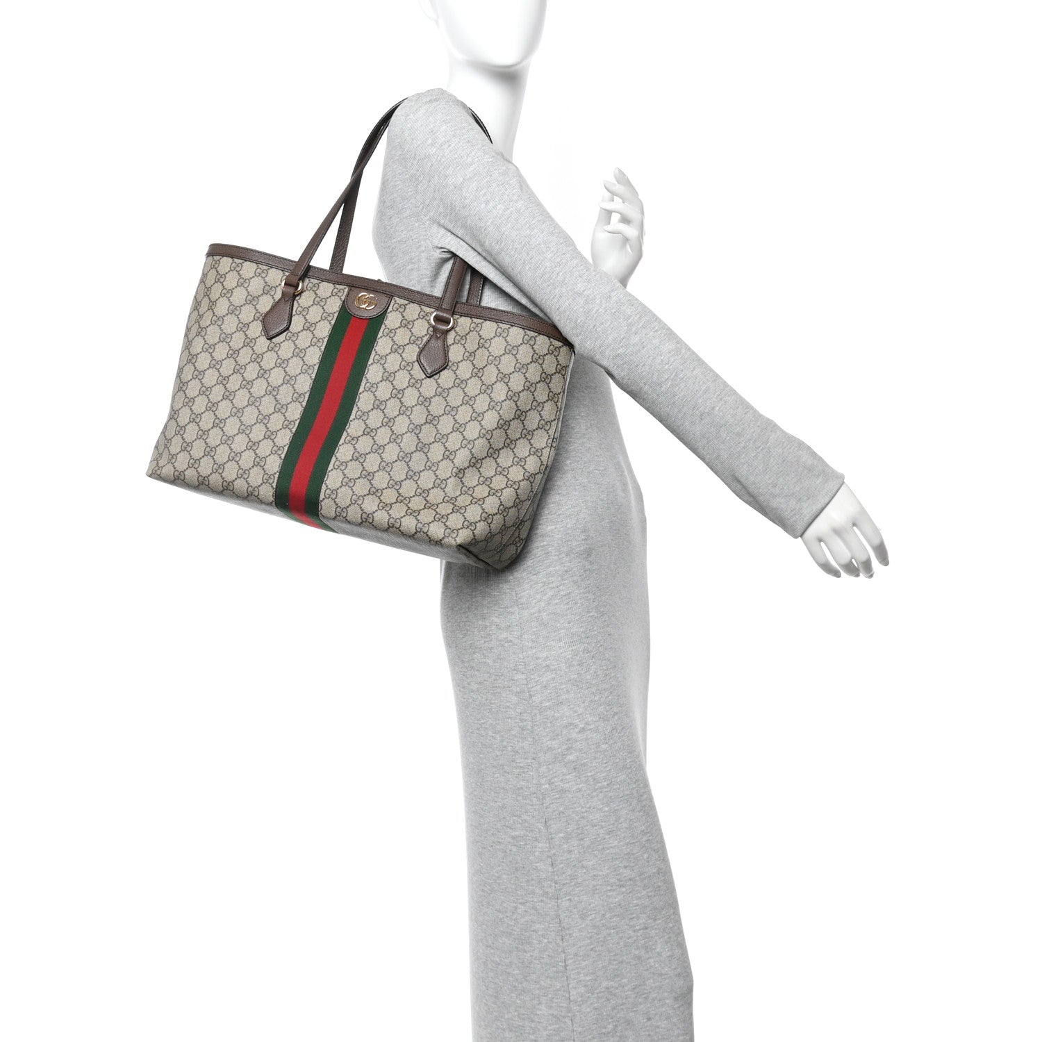 Gucci GG Supreme Monogram Medium Ophidia Shopping Tote Brown 2 of 10