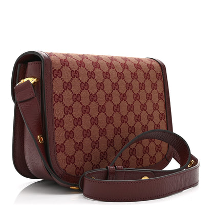 Gucci Monogram Textured Dollar Calfskin Horsebit 1955 Shoulder Bag Sahara Rubino Chardonnay 3 of 11