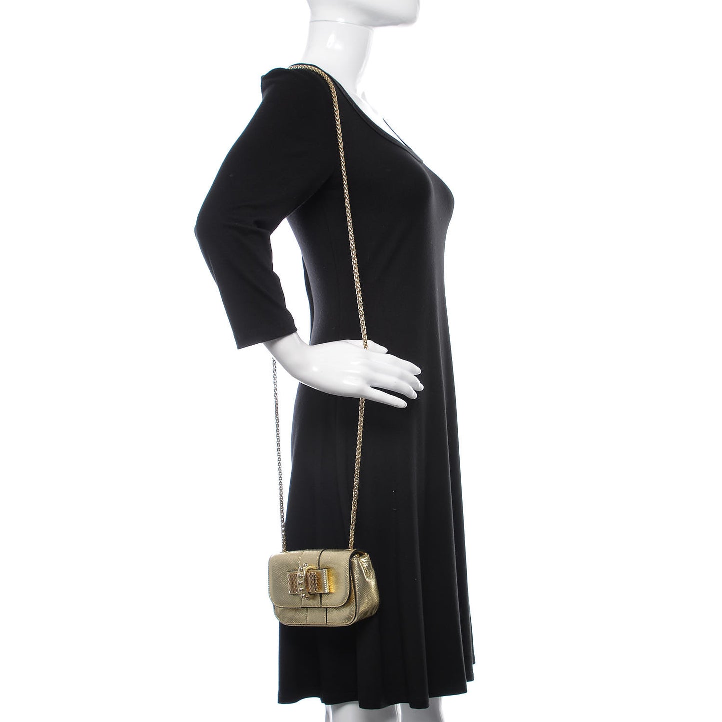 Metallic Waternsnake Mini Sweety Charity Crossbody Bag Gold