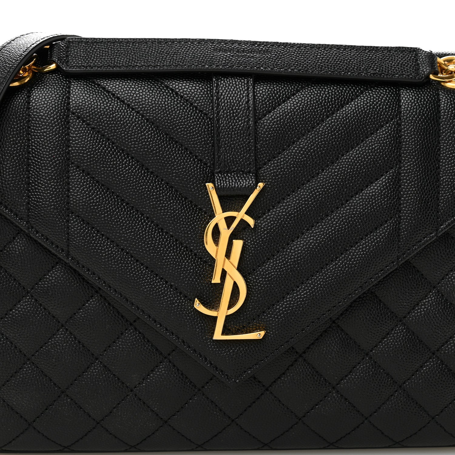 Saint Laurent Grain De Poudre Textured Mixed Matelasse Triquilt Medium Monogram Satchel Black 7 of 9