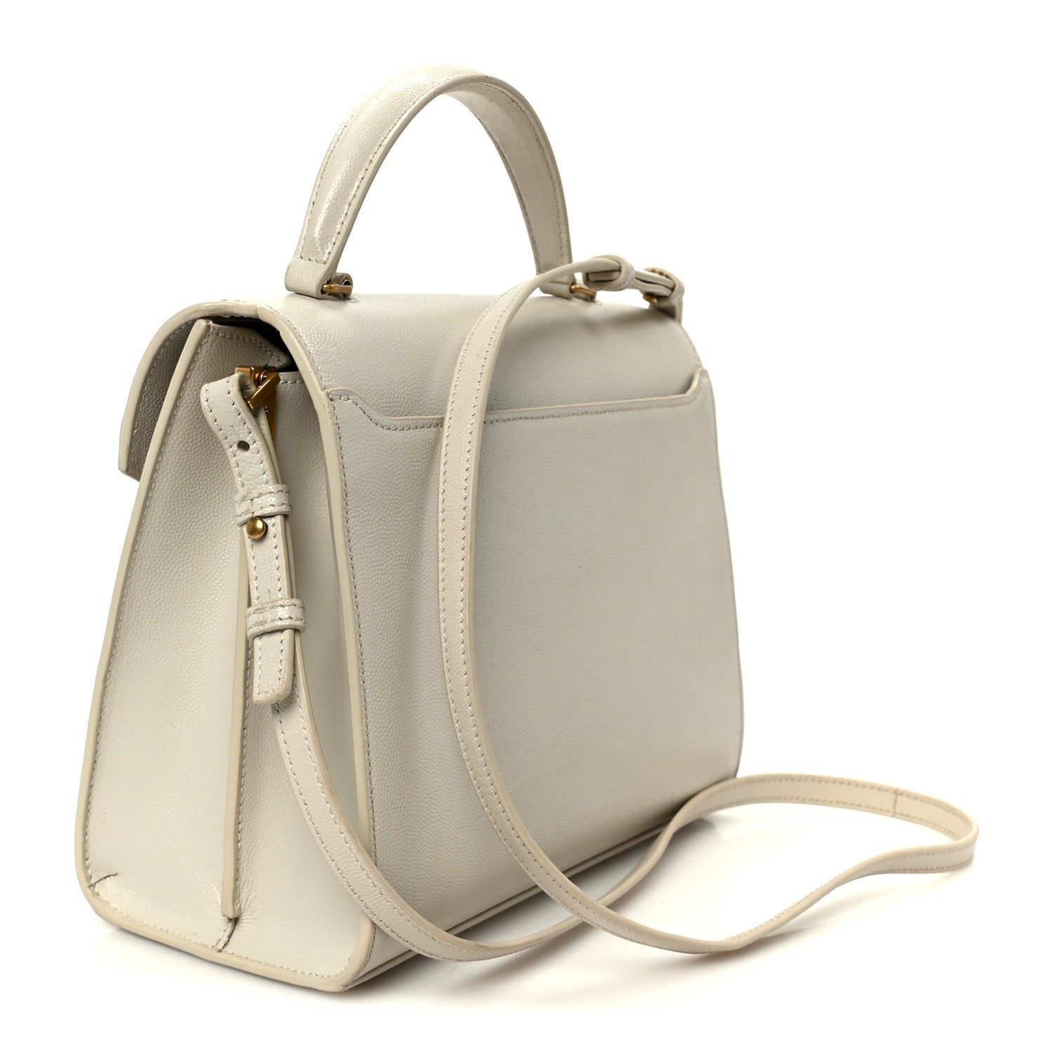 Saint Laurent Grain de Poudre Medium Classic Monogram Cassandra Top Handle Crema Soft Rouge Legion 3 of 11