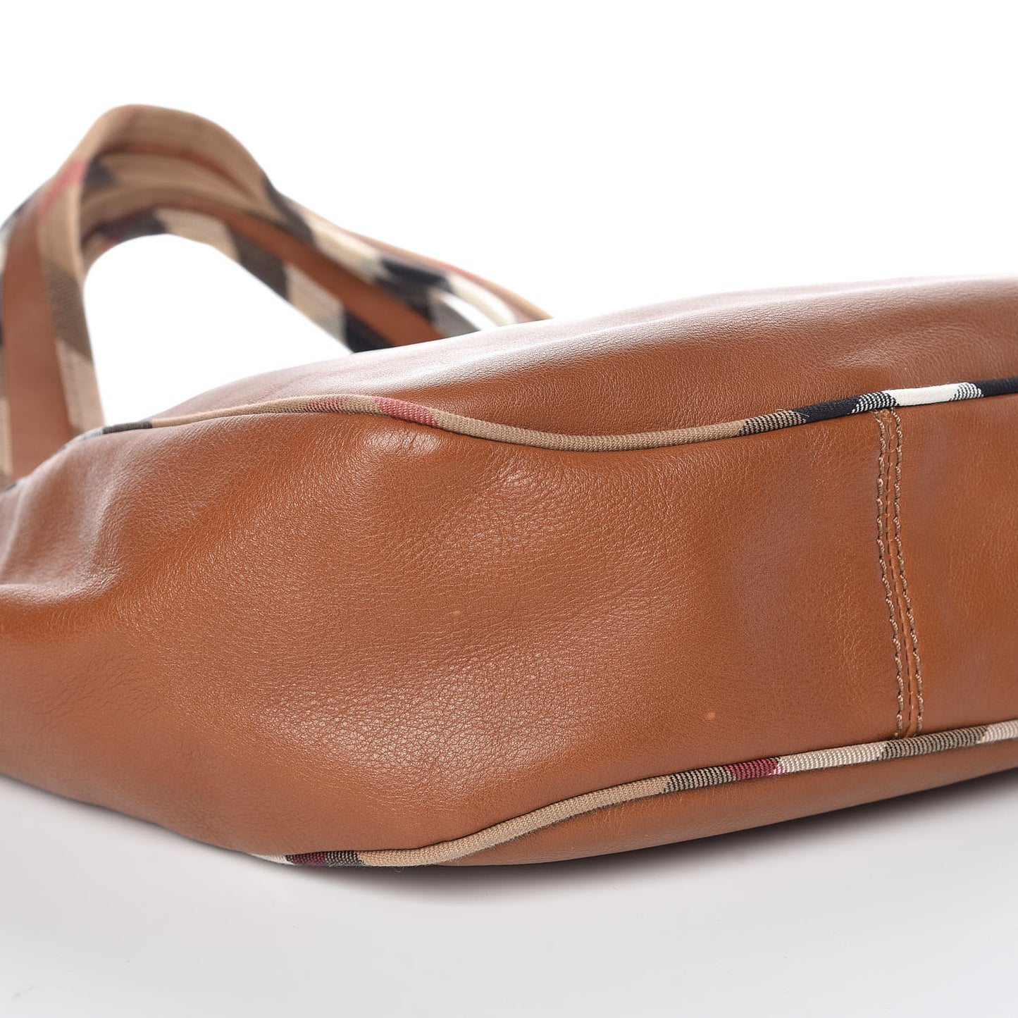 Calfskin Check Trim Hobo Brown