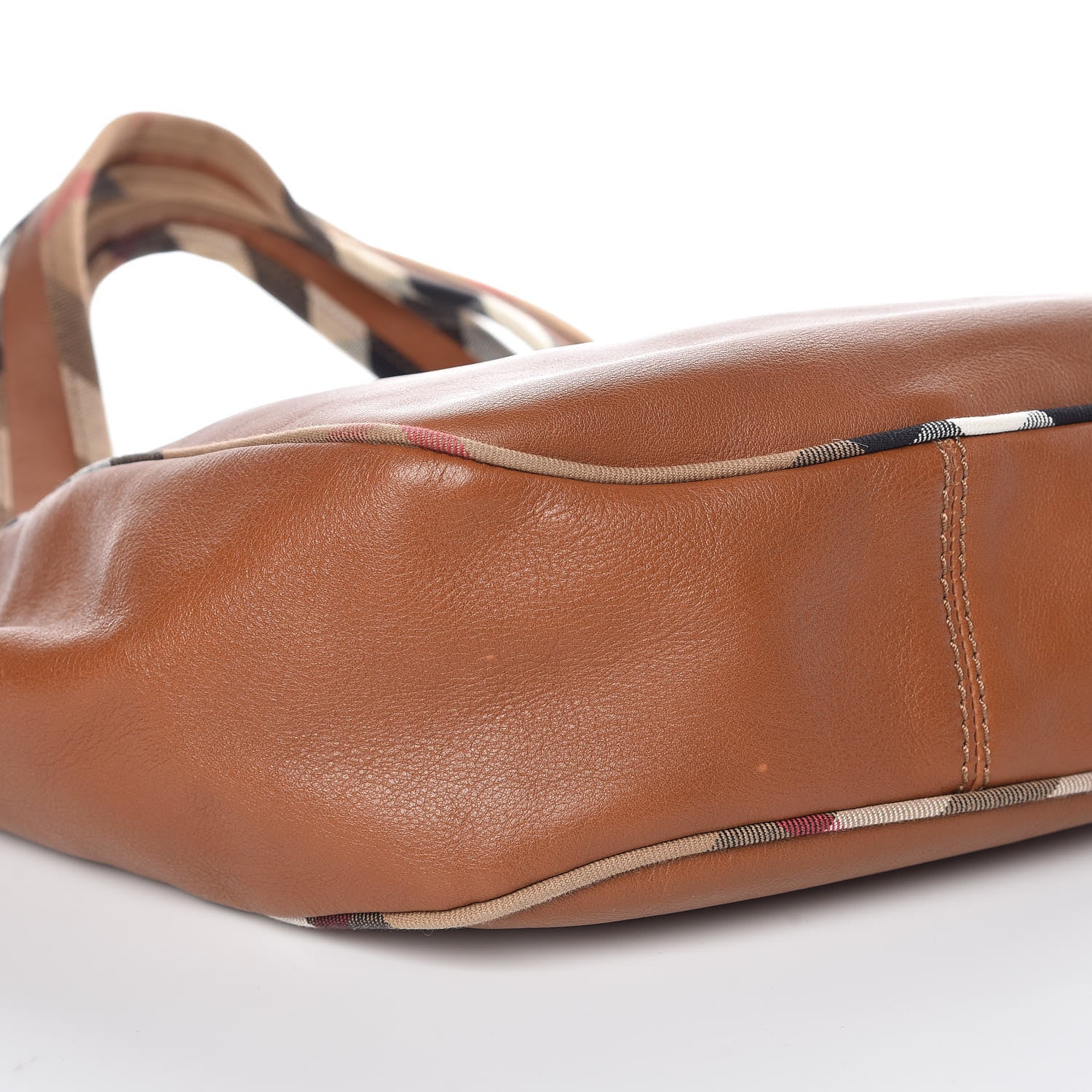 Burberry Calfskin Check Trim Hobo Brown 5 of 11