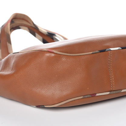 Burberry Calfskin Check Trim Hobo Brown 5 of 11