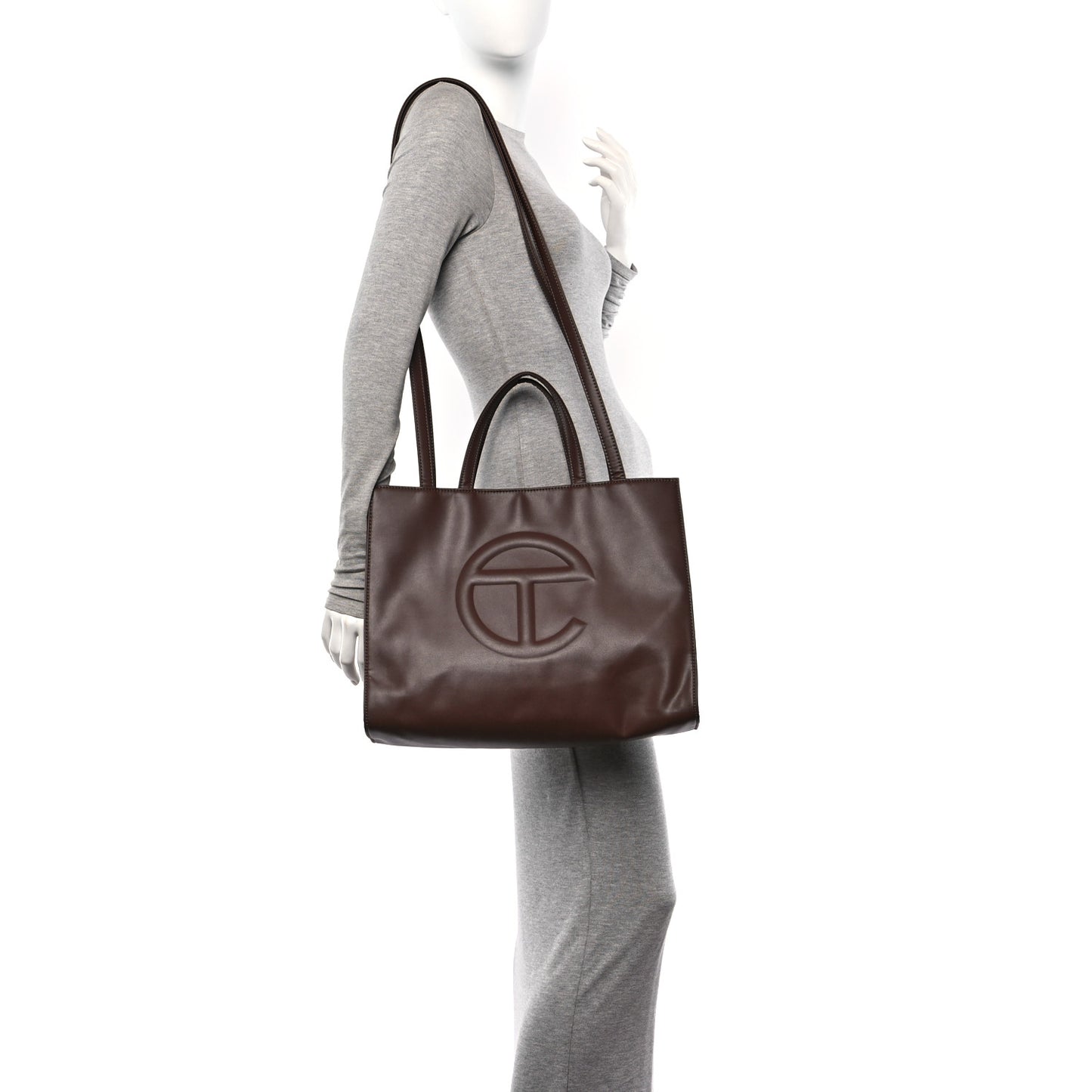 Vegan Leather Medium Shopping Bag Chocolate