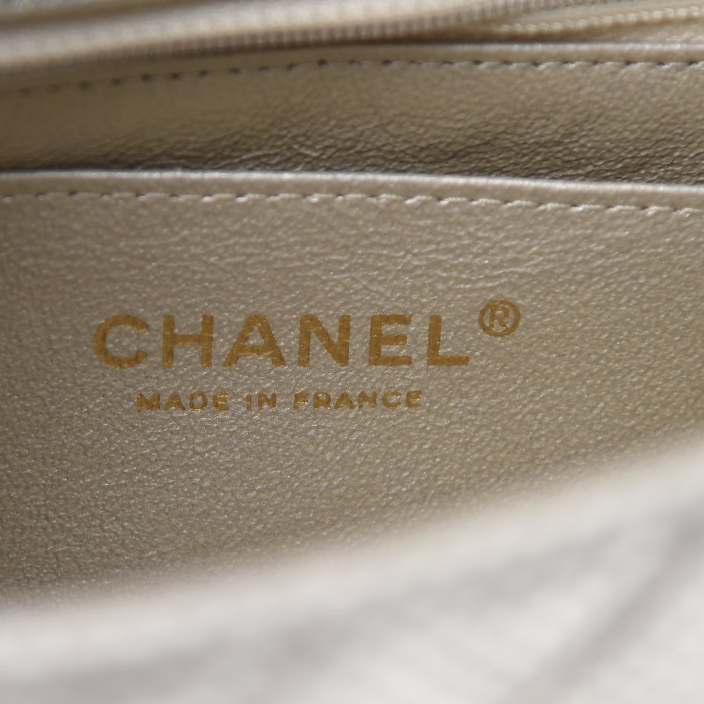 Metallic Lambskin Perforated Mini Rectangular Flap Light Gold
