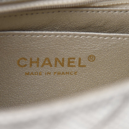 Chanel Metallic Lambskin Perforated Mini Rectangular Flap Light Gold 5 of 9