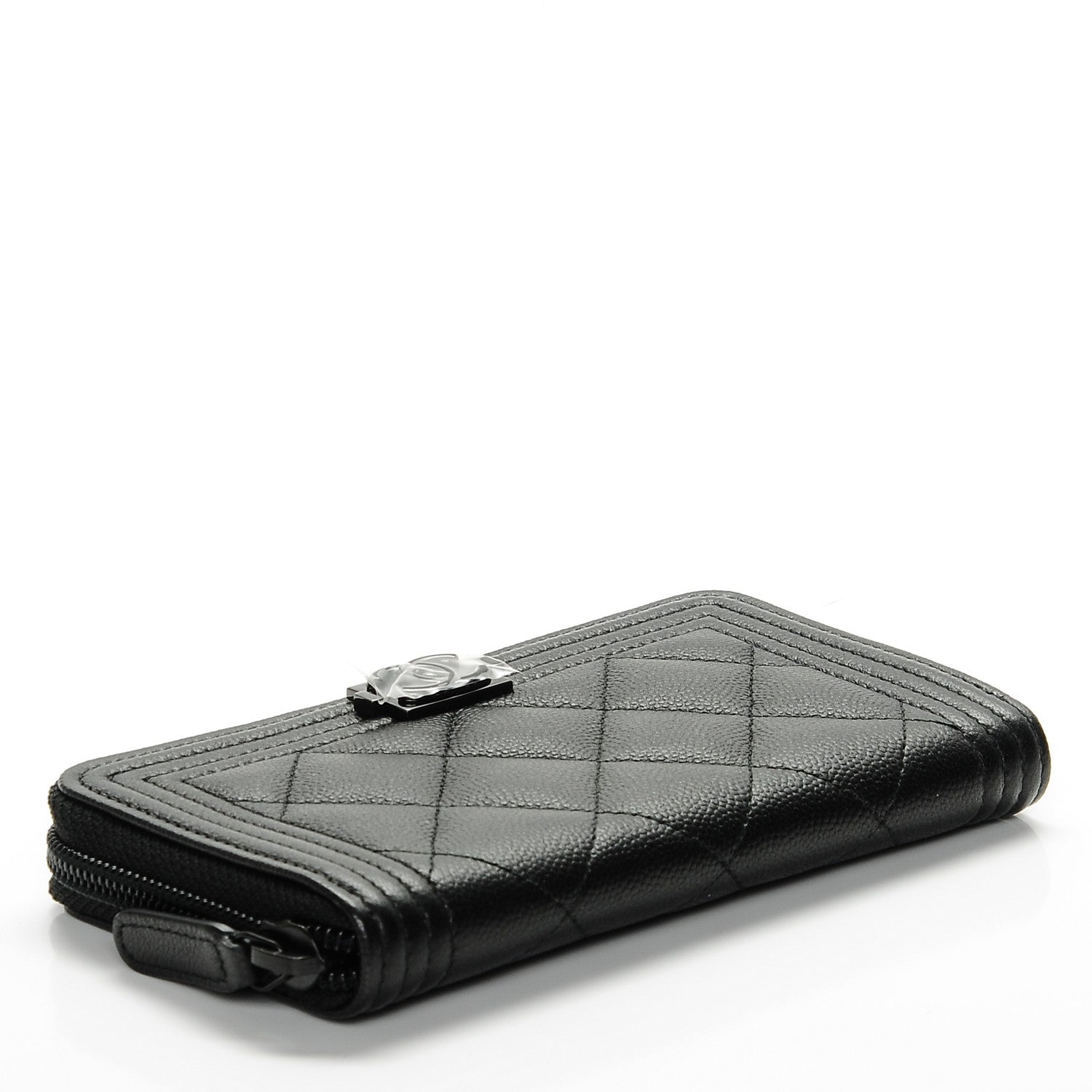 Chanel Caviar Quilted Boy Small Zip Around Wallet So Black 4 of 8