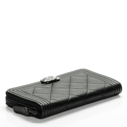 Chanel Caviar Quilted Boy Small Zip Around Wallet So Black 4 of 8