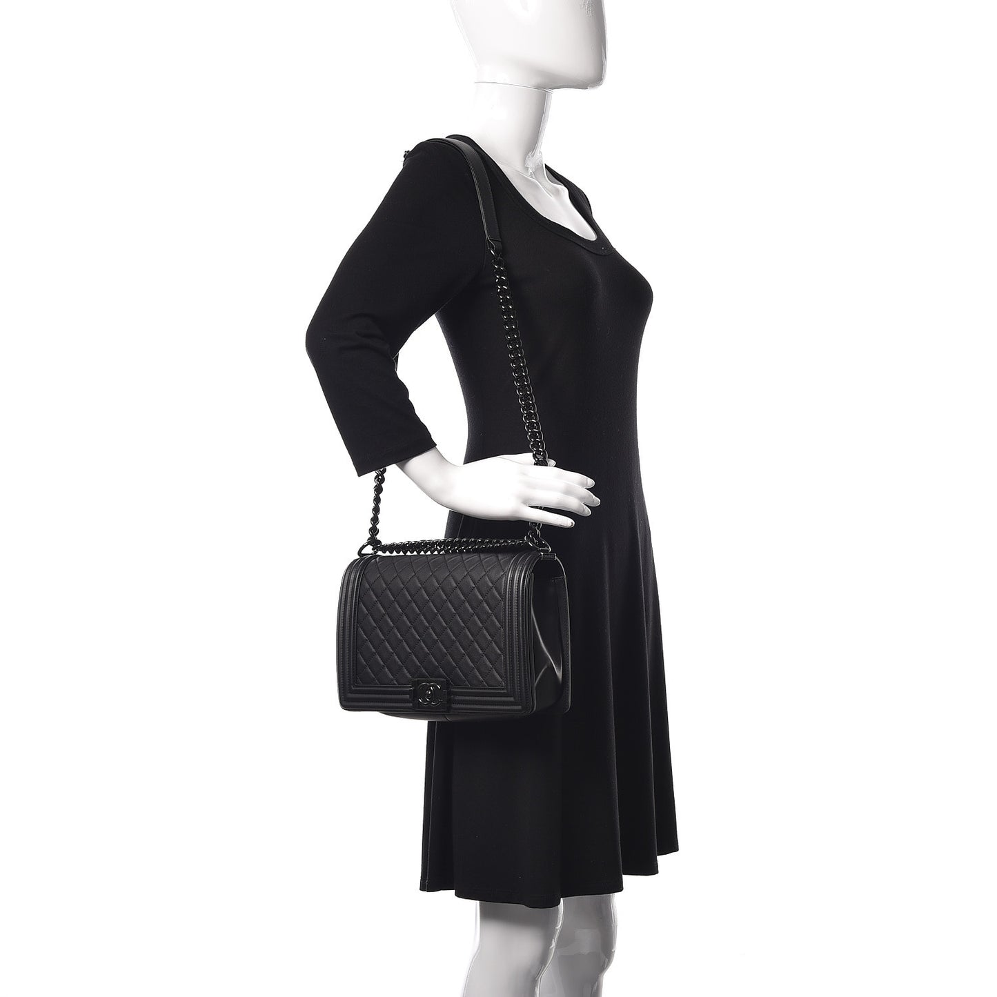 Calfskin Quilted New Medium Boy Flap So Black