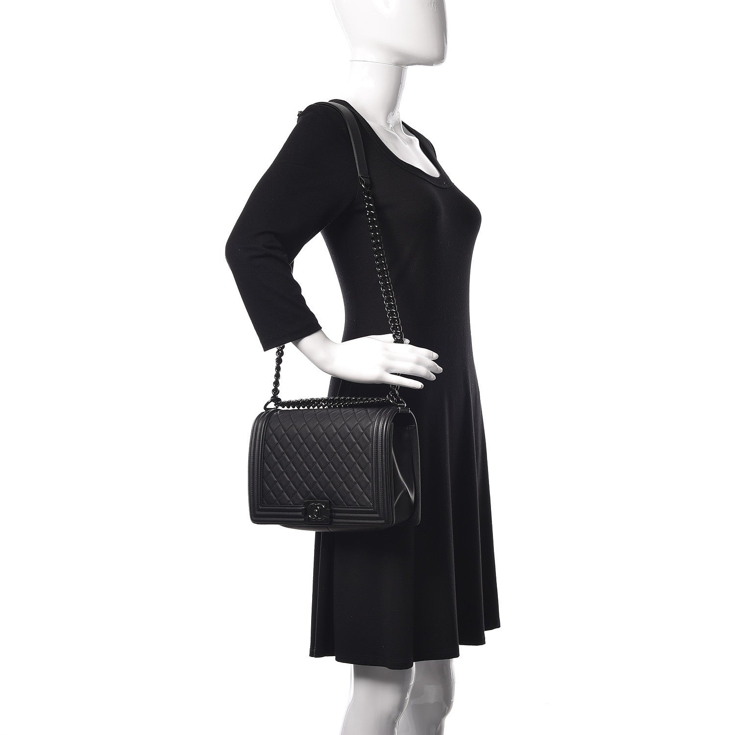 Chanel Calfskin Quilted New Medium Boy Flap So Black 2 of 13