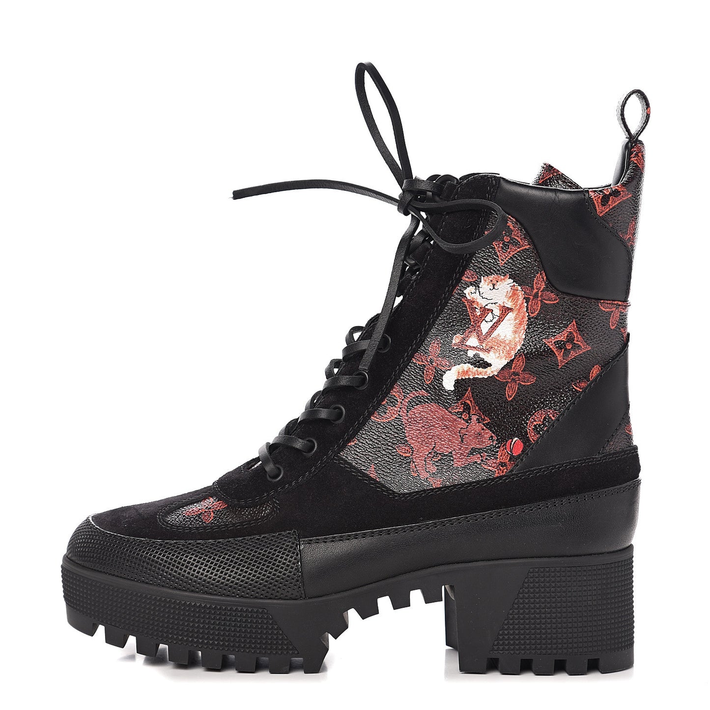 Suede Calfskin Catogram Laureate Platform Desert Boots 40 Black Marron