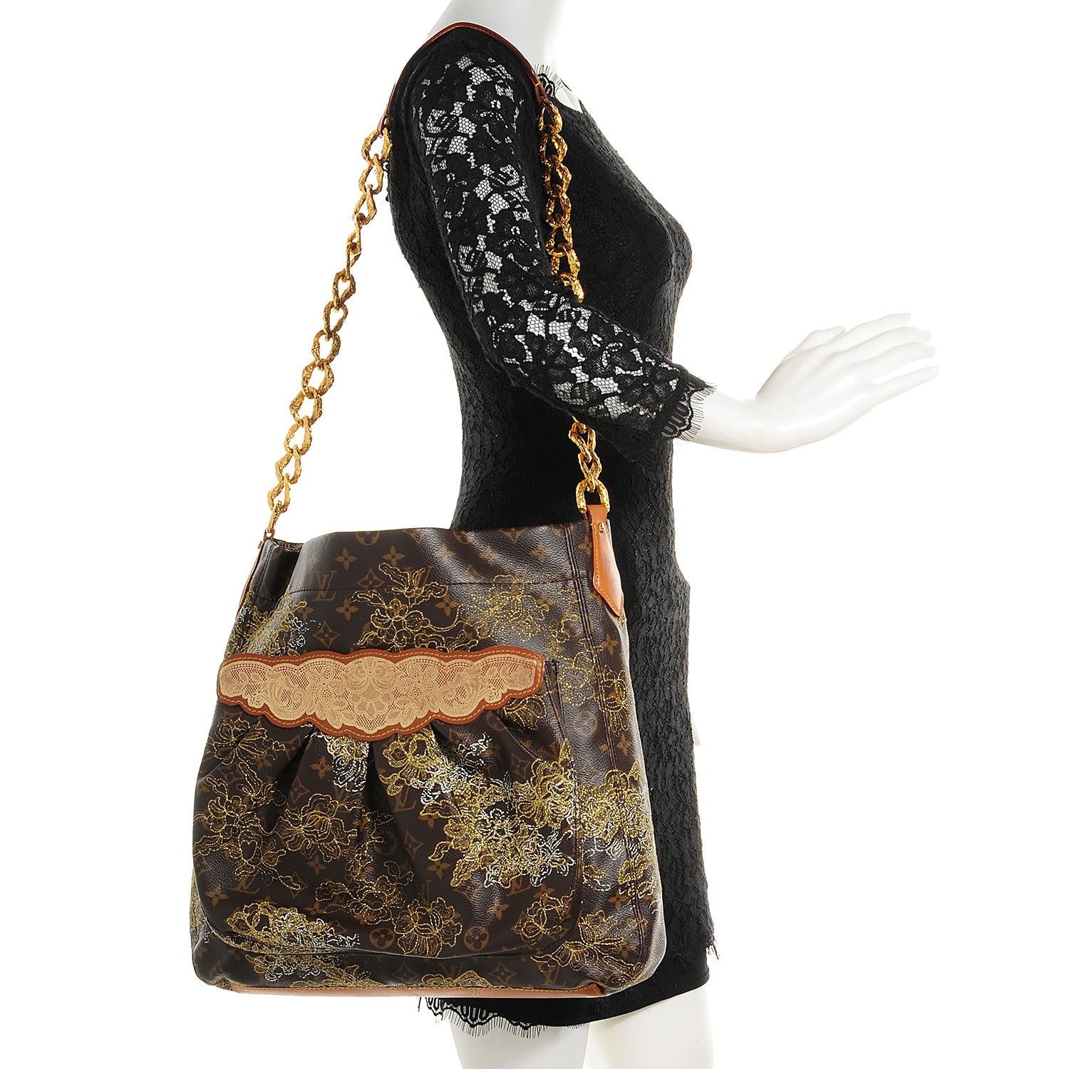 Louis Vuitton Monogram Dentelle Fersen Gold 2 of 7