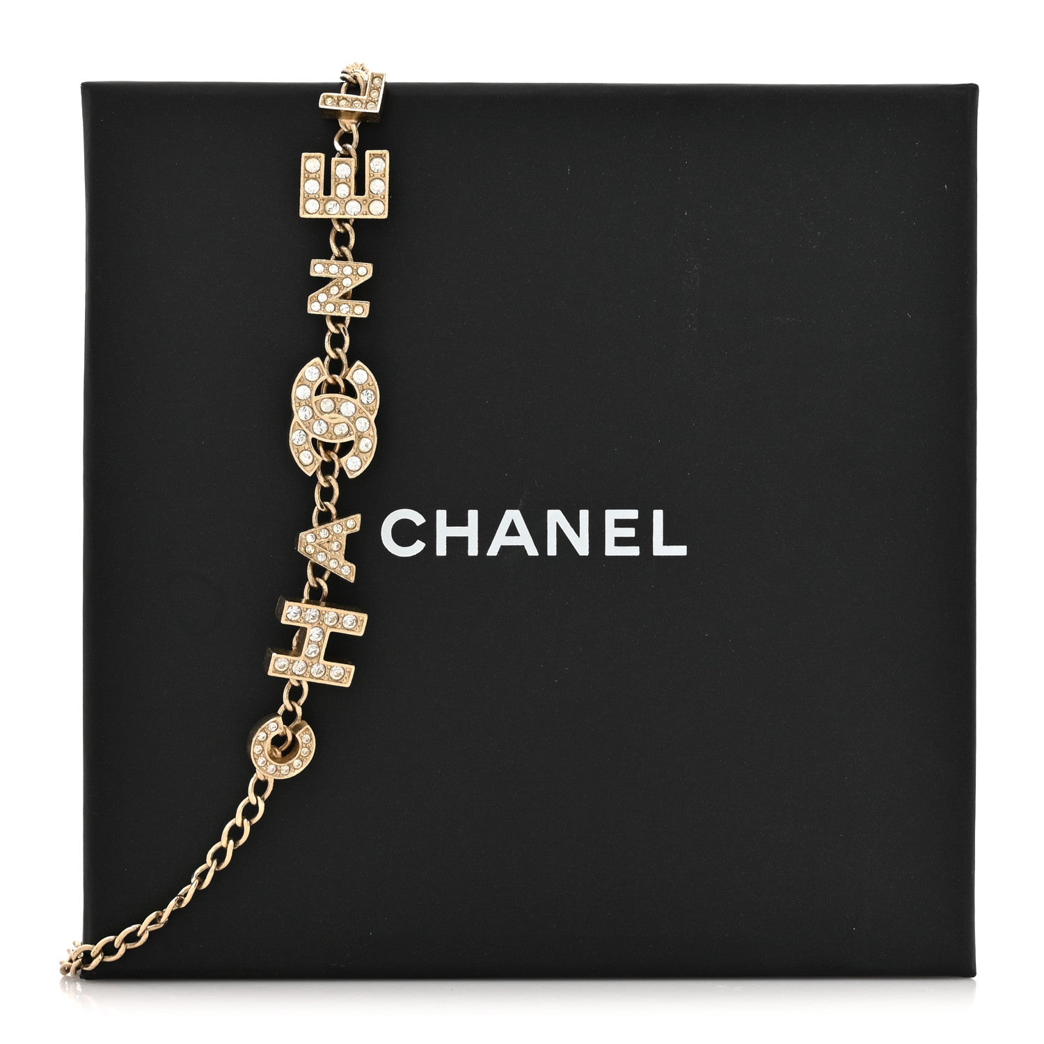 Chanel Crystal CC Letter Chain Necklace Gold 5 of 5