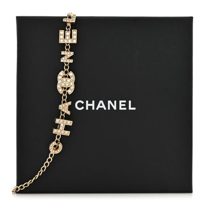 Chanel Crystal CC Letter Chain Necklace Gold 5 of 5