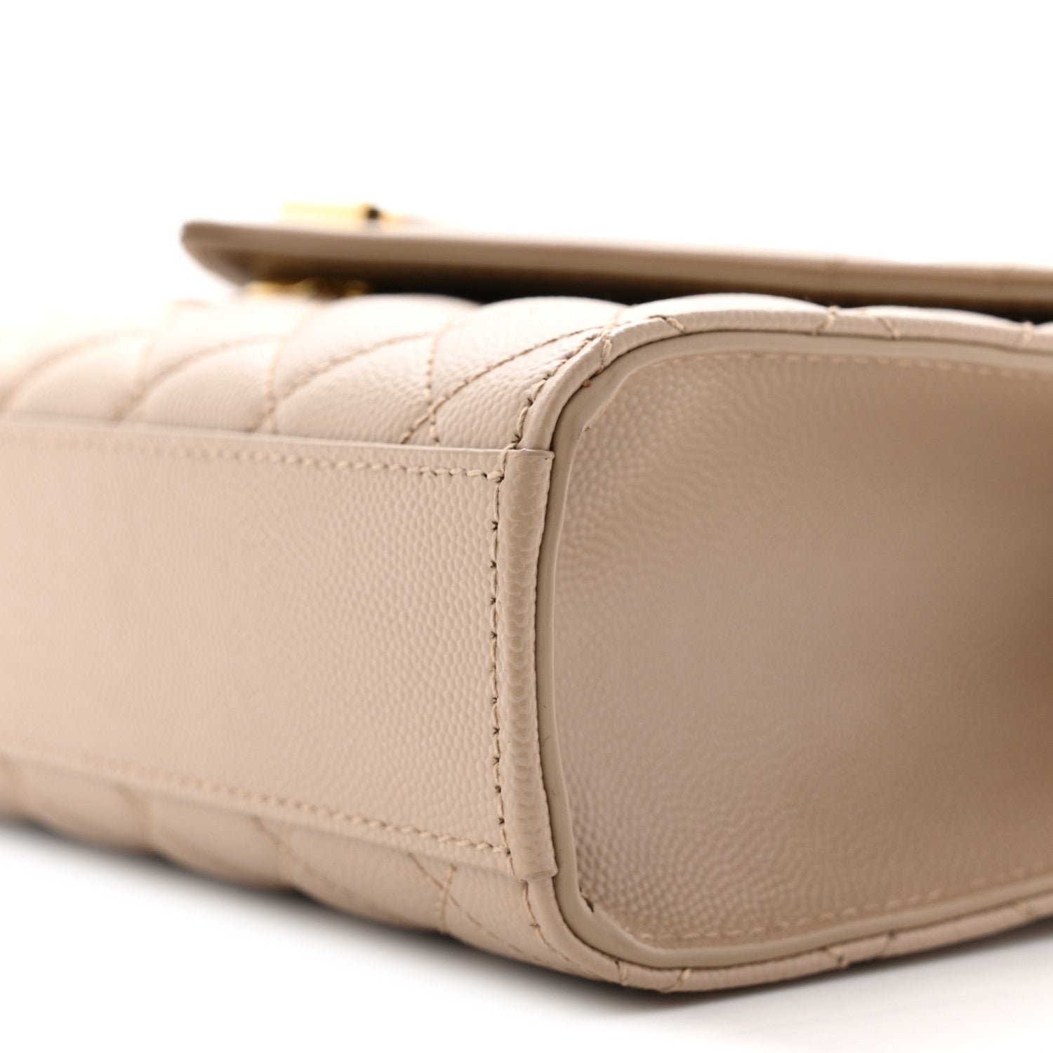 Saint Laurent Grain De Poudre Textured Mixed Matelasse Medium Triquilt Monogram Satchel Dark Beige 10 of 11