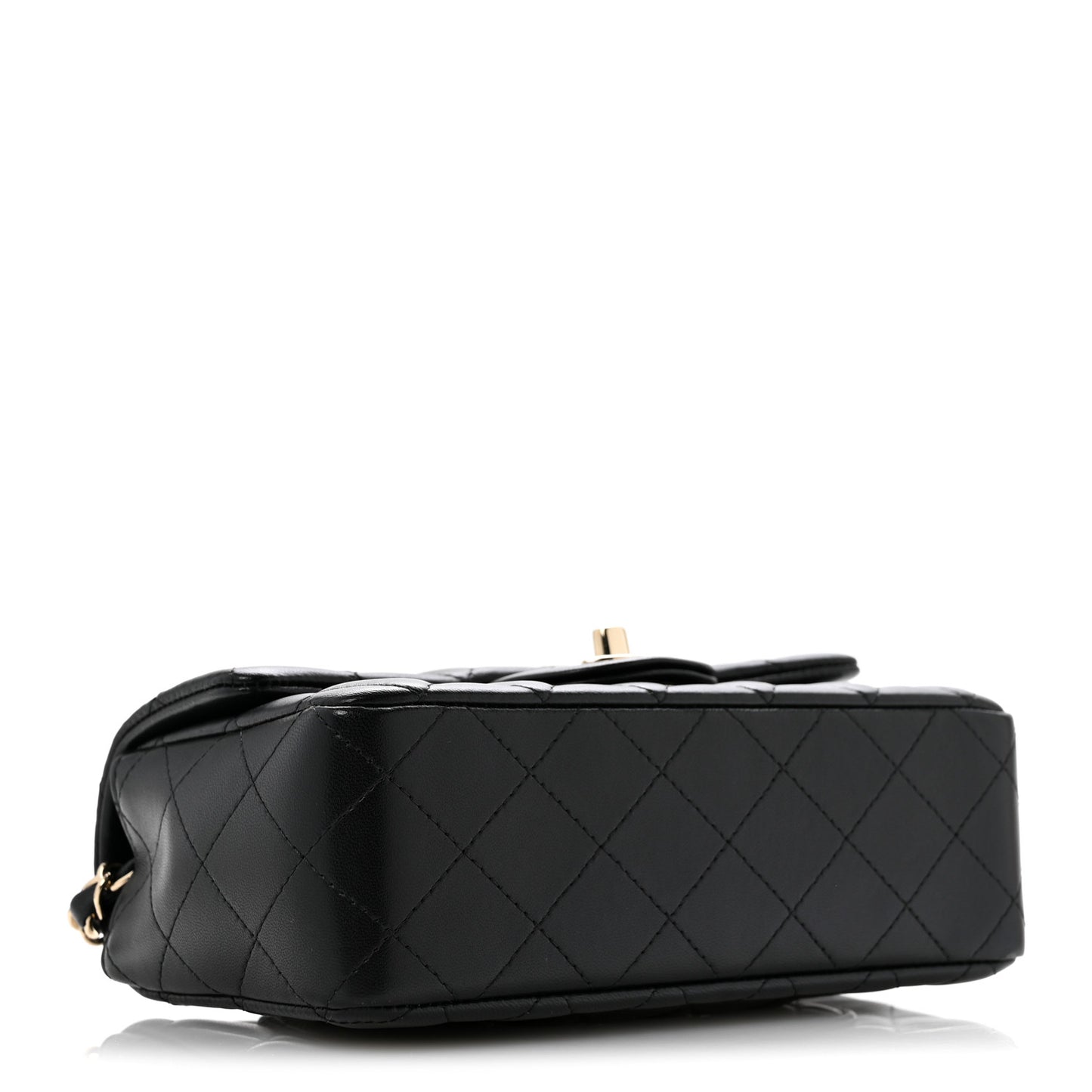 Lambskin Quilted Mini Rectangular Flap Black