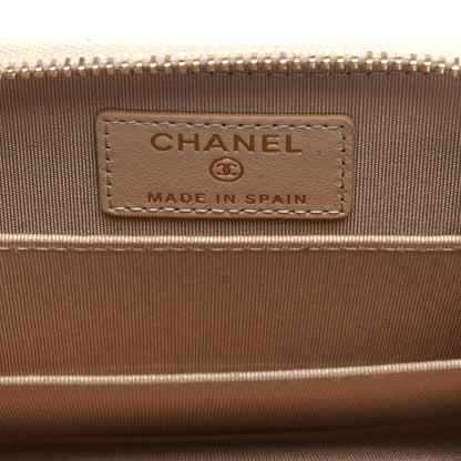 Chanel Lambskin Quilted 19 Zip Around Coin Purse Wallet Beige 6 of 8