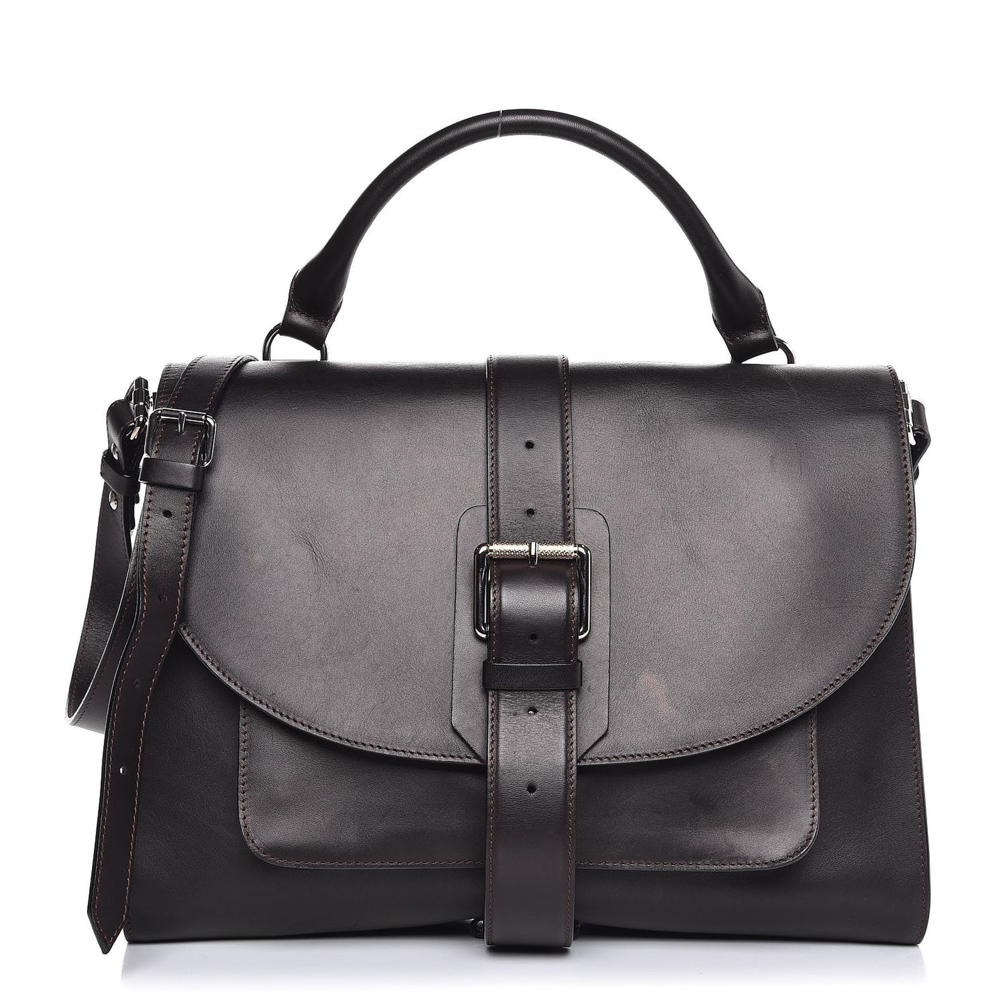 Calfskin Ciclone Buckle Top Handle Bag Burgundy