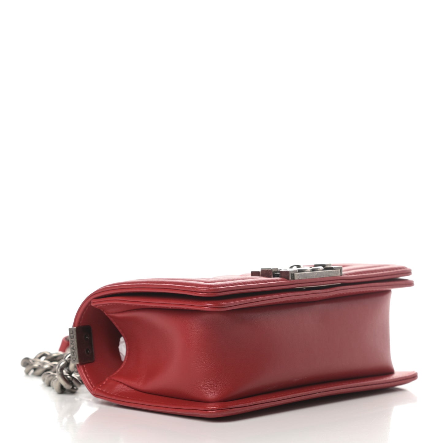 Calfskin Quilted Small Boy Flap Red