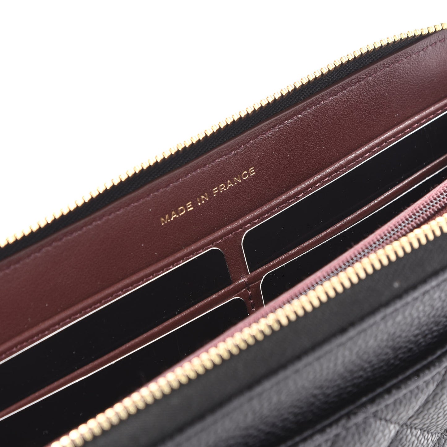 Caviar Quilted Large Gusset Zip Around Wallet Black