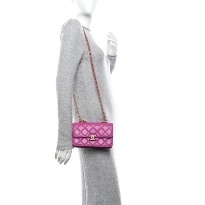 Chanel Calfskin Quilted Mini Dual Handle Chain Flap Bag Purple 2 of 14