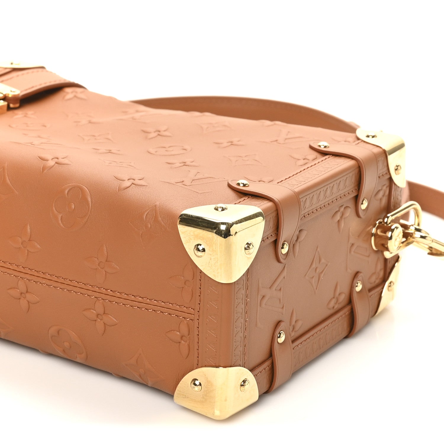 Louis Vuitton Calfskin Debossed Monogram Side Trunk Tan 1787384
