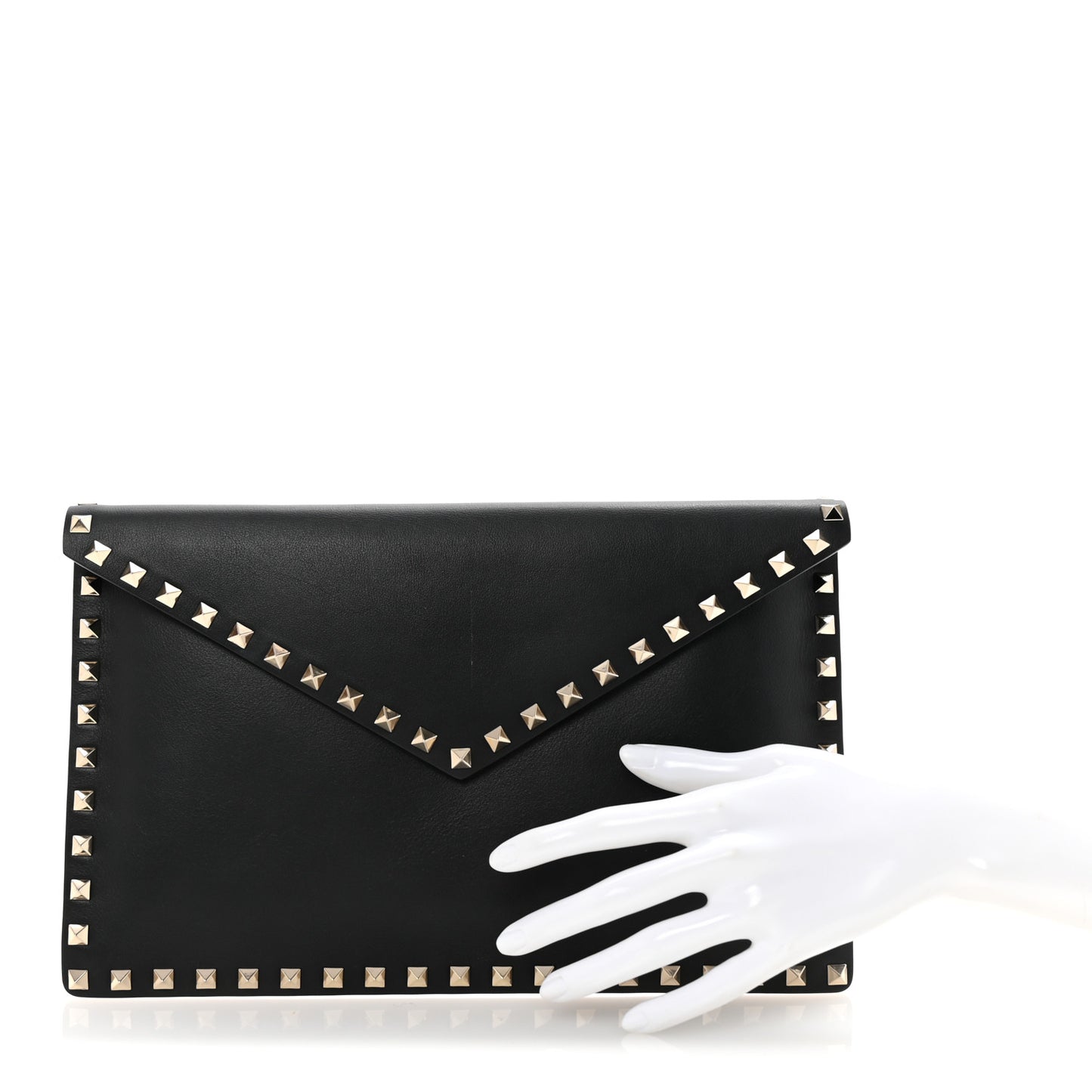 Vitello Large Rockstud Envelope Clutch Black
