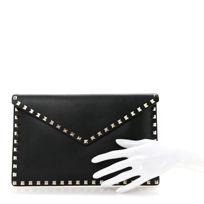 Valentino Garavani Vitello Large Rockstud Envelope Clutch Black 2 of 7