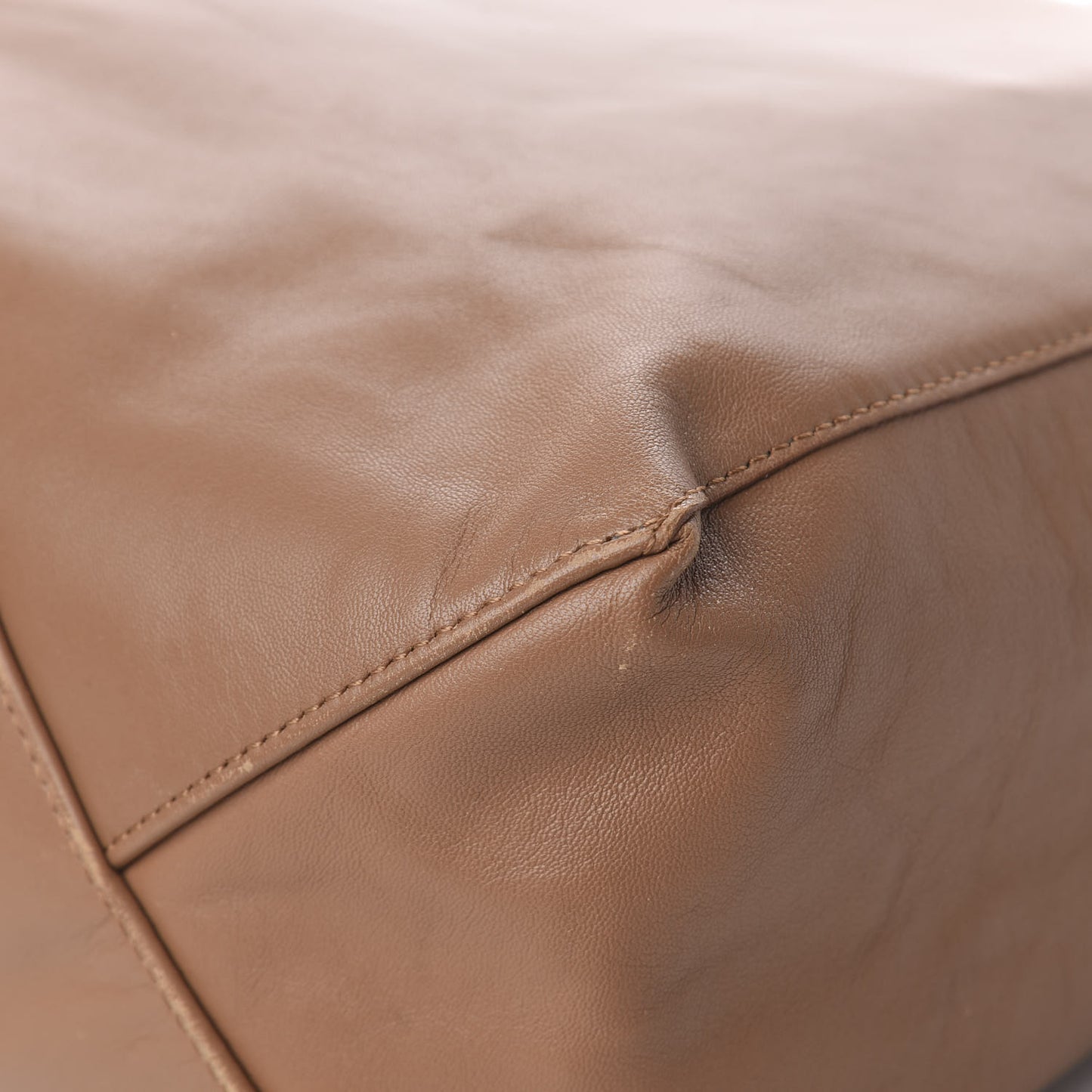 Lambskin Vertical Cabas Beige Brown