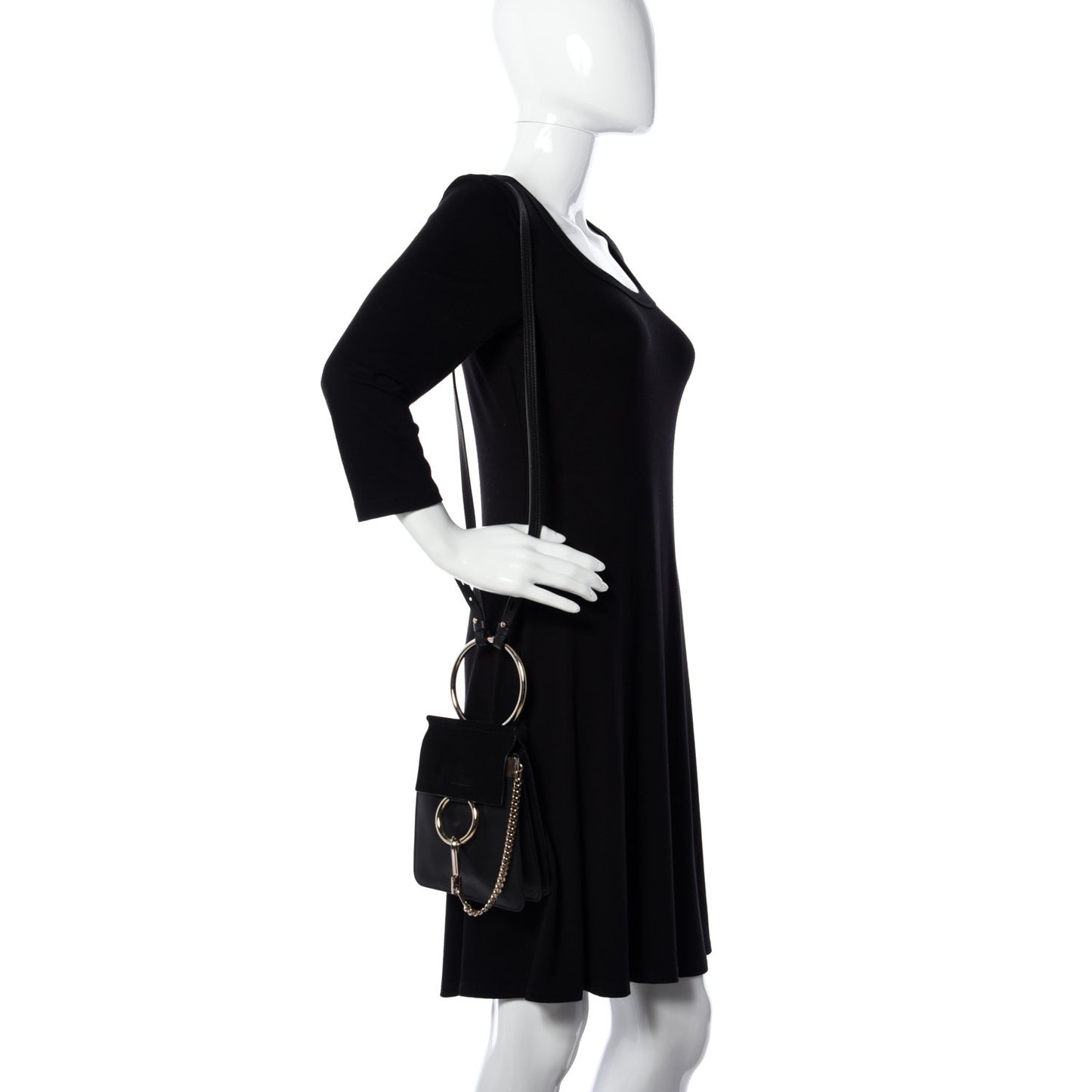 Suede Calfskin Mini Faye Bracelet Bag Black