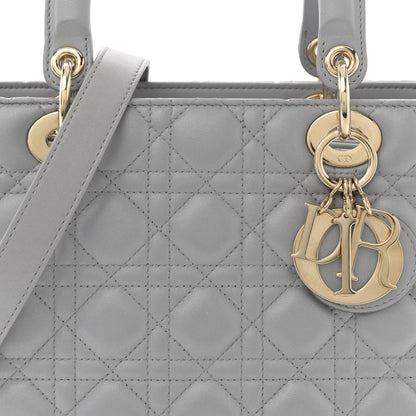 Christian Dior Pearly Lambskin Cannage Medium Lady Dior Grey 8 of 11