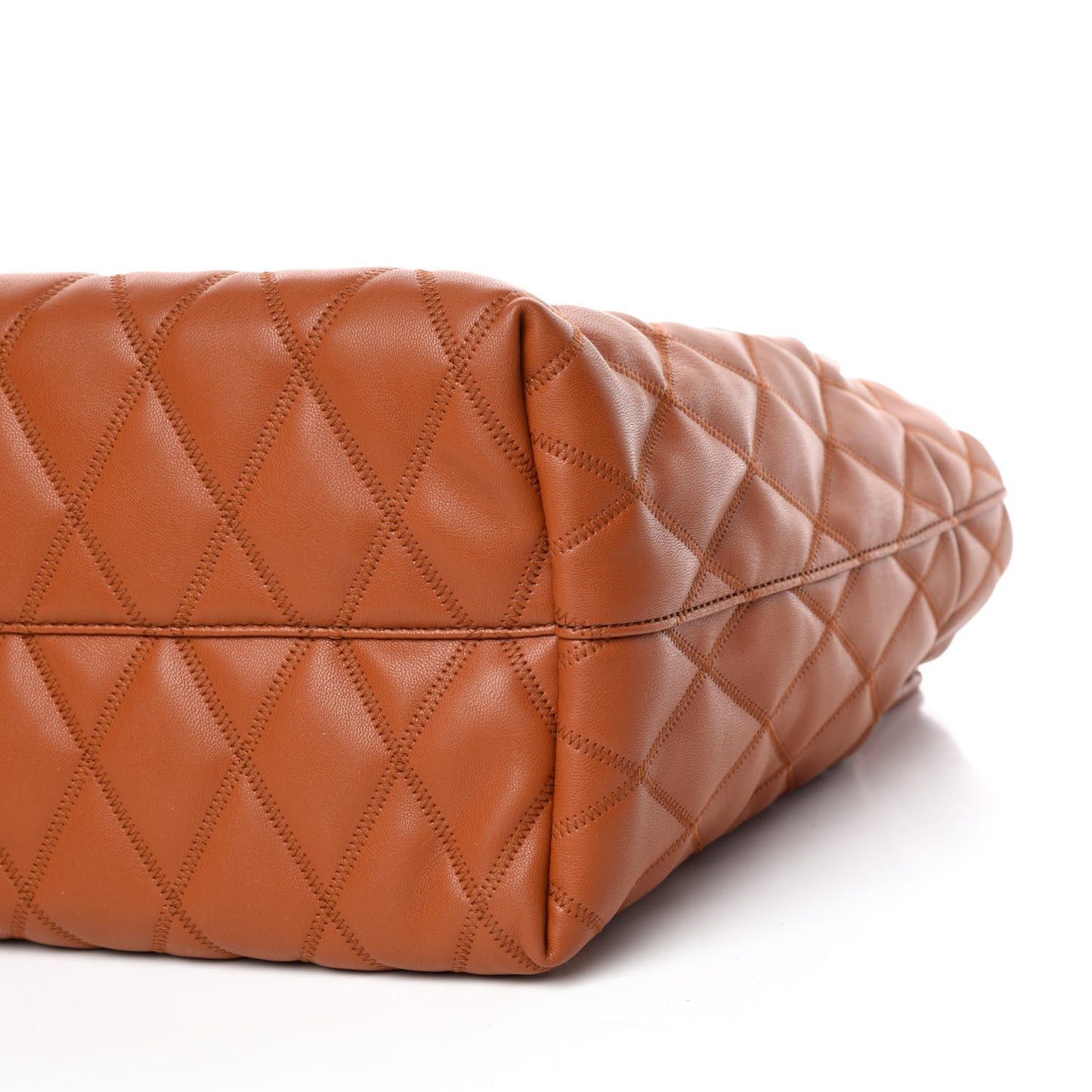 Rubber Effect Canvas Quilted Duo Shopper Tote Chestnut