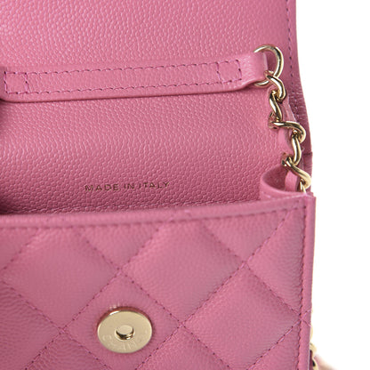 Chanel Caviar Quilted Crystal CC Airpods Pro and Phone Case With Chain Pink 10 of 13