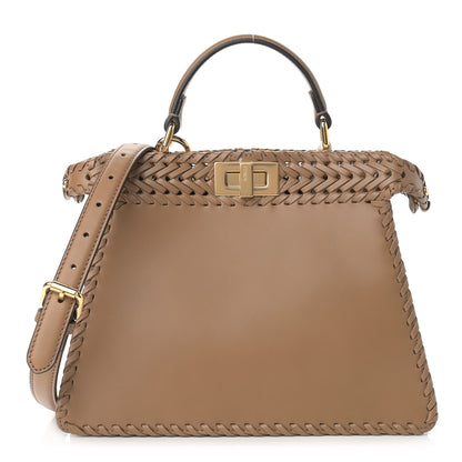 Fendi Vitello King Ceylon Shiny Nappa Woven Small Peekaboo I SEE U Satchel Sand 1 of 11