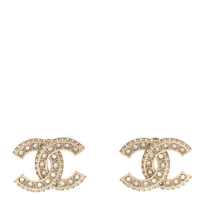 Chanel Crystal Timeless CC Earrings Gold 1 of 8