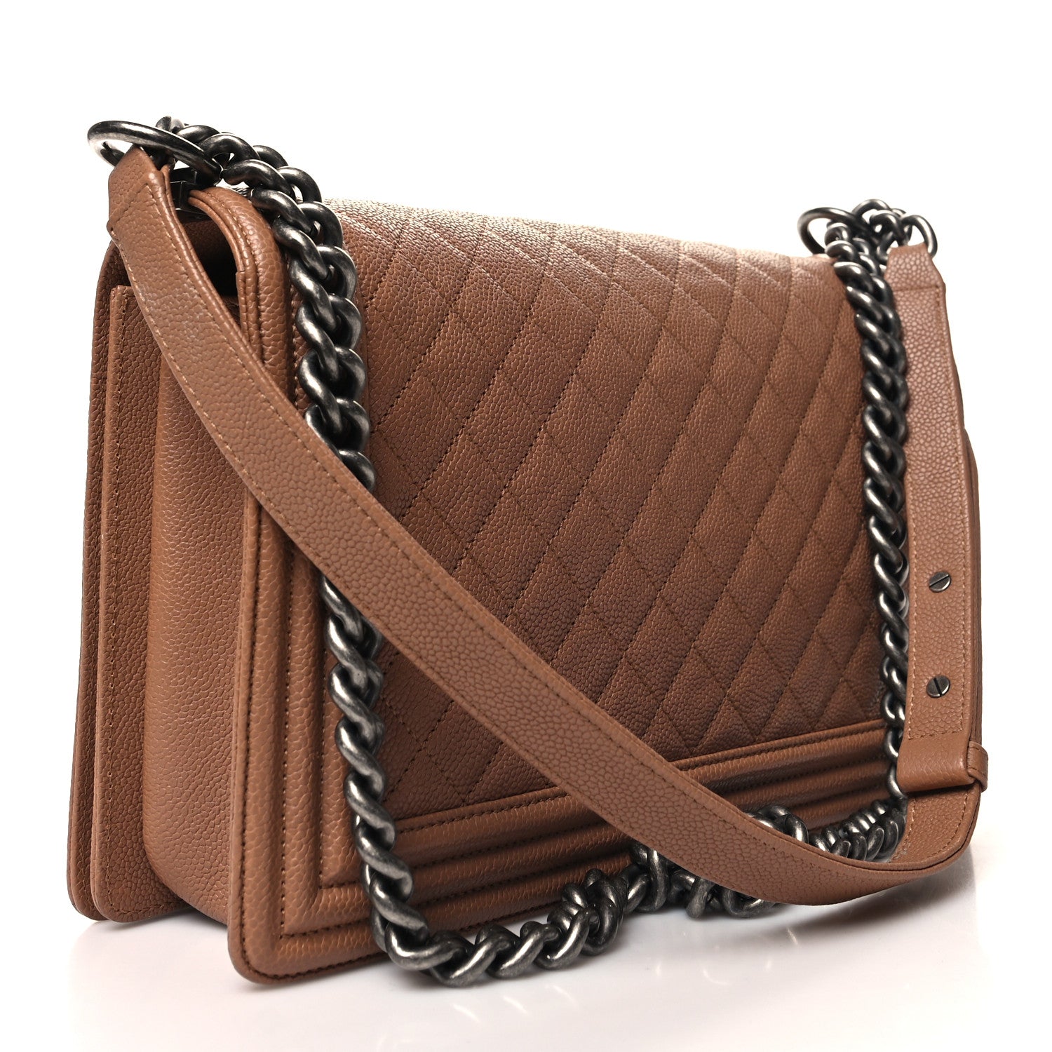 Chanel Caviar Quilted New Medium Boy Flap Light Brown 3 of 10