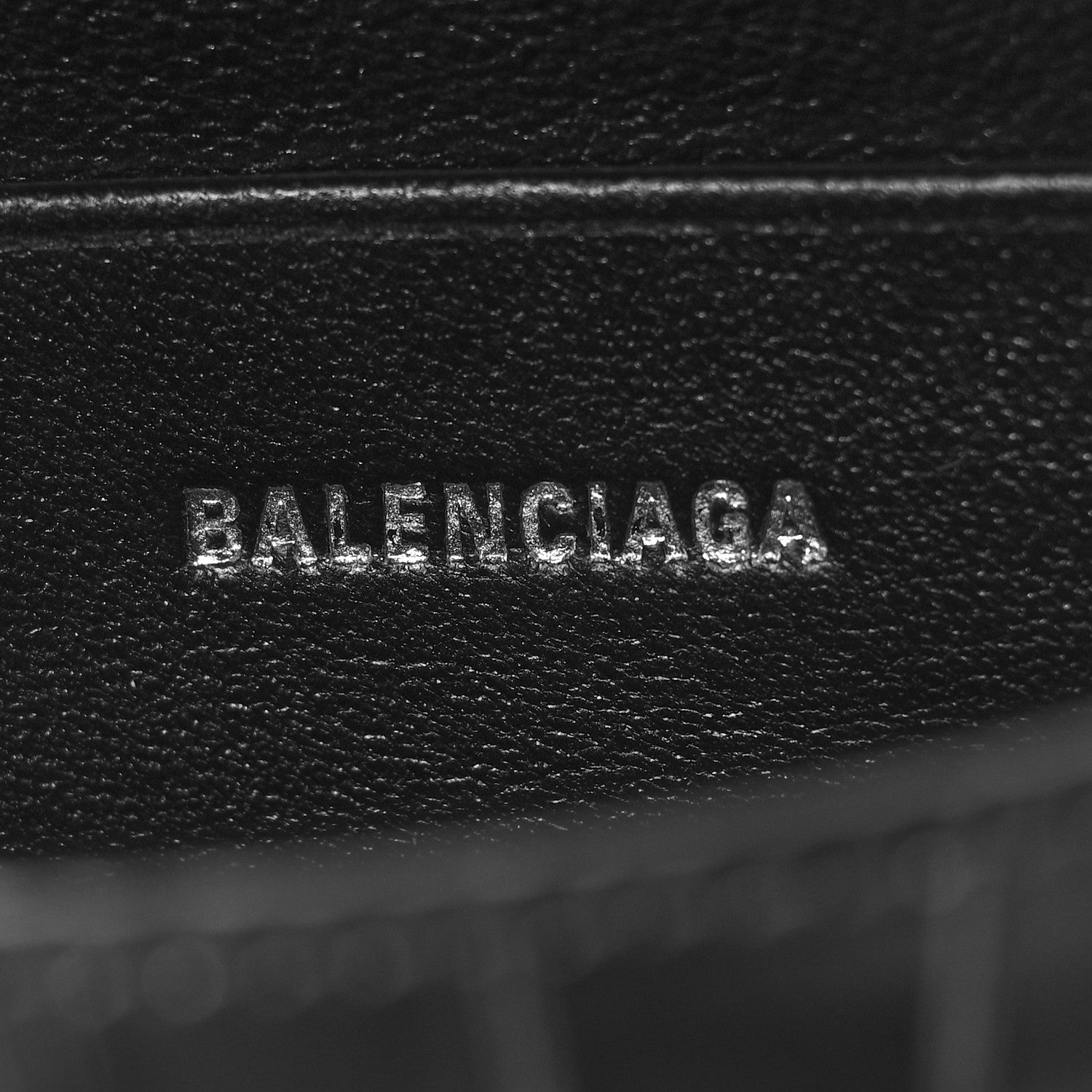 Balenciaga Shiny Calfskin Monochrome Crocodile Embossed Hourglass Top Handle Bag Mini with Chain Black 6 of 10