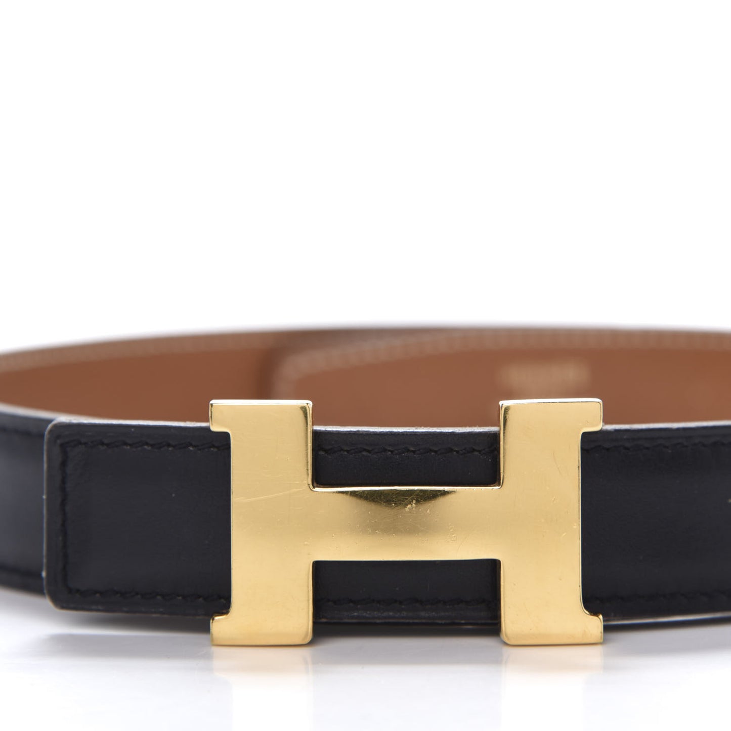 Box Courchevel 24mm Constance H Belt 70 Black Gold