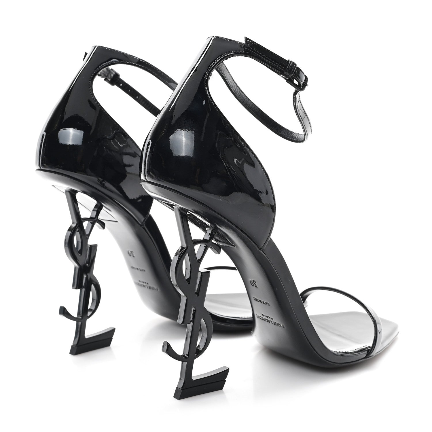 Saint Laurent Patent Calfskin Opyum 110 Sandals 39 Black 5 of 10