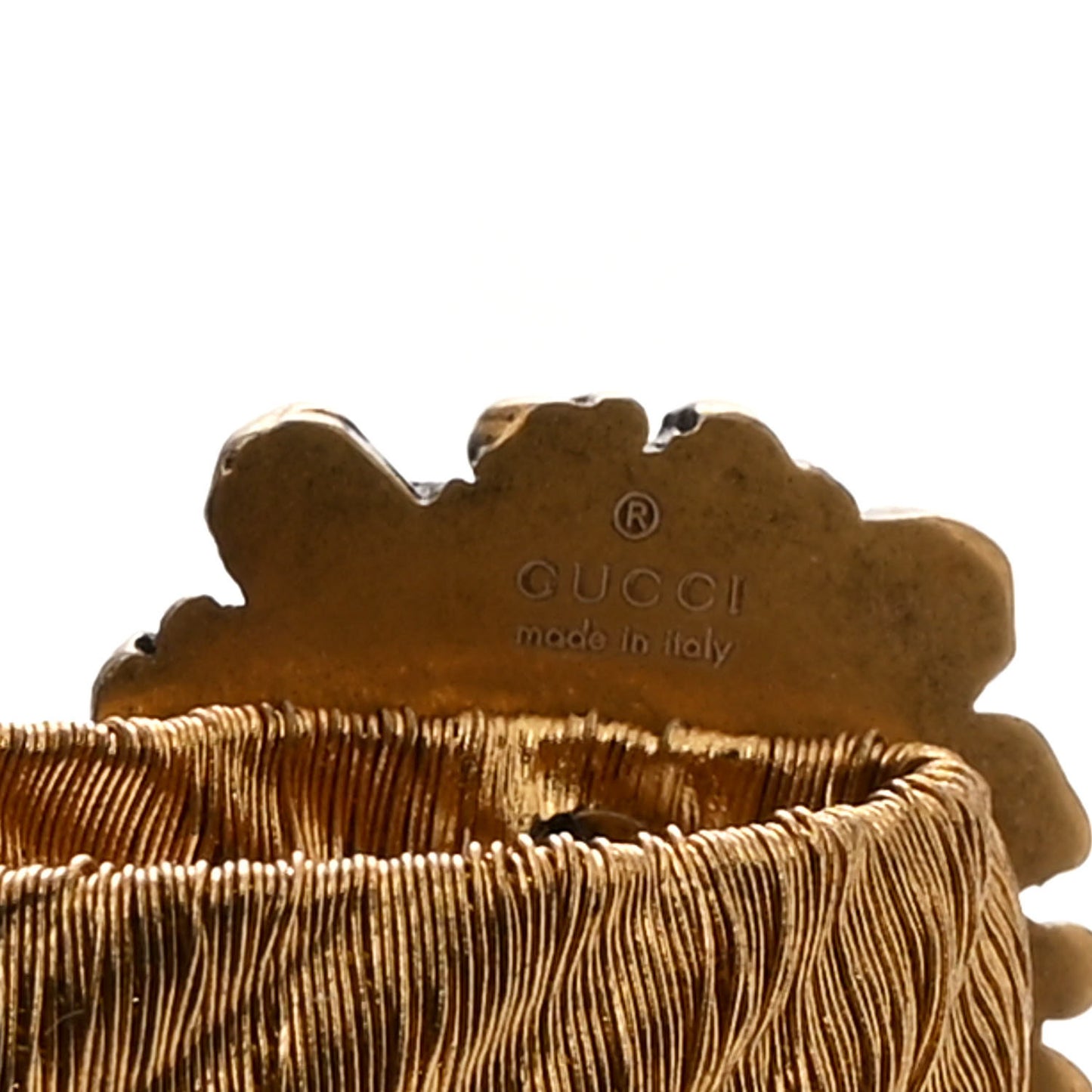 Metal GG Lion Head Bracelet Aged Gold