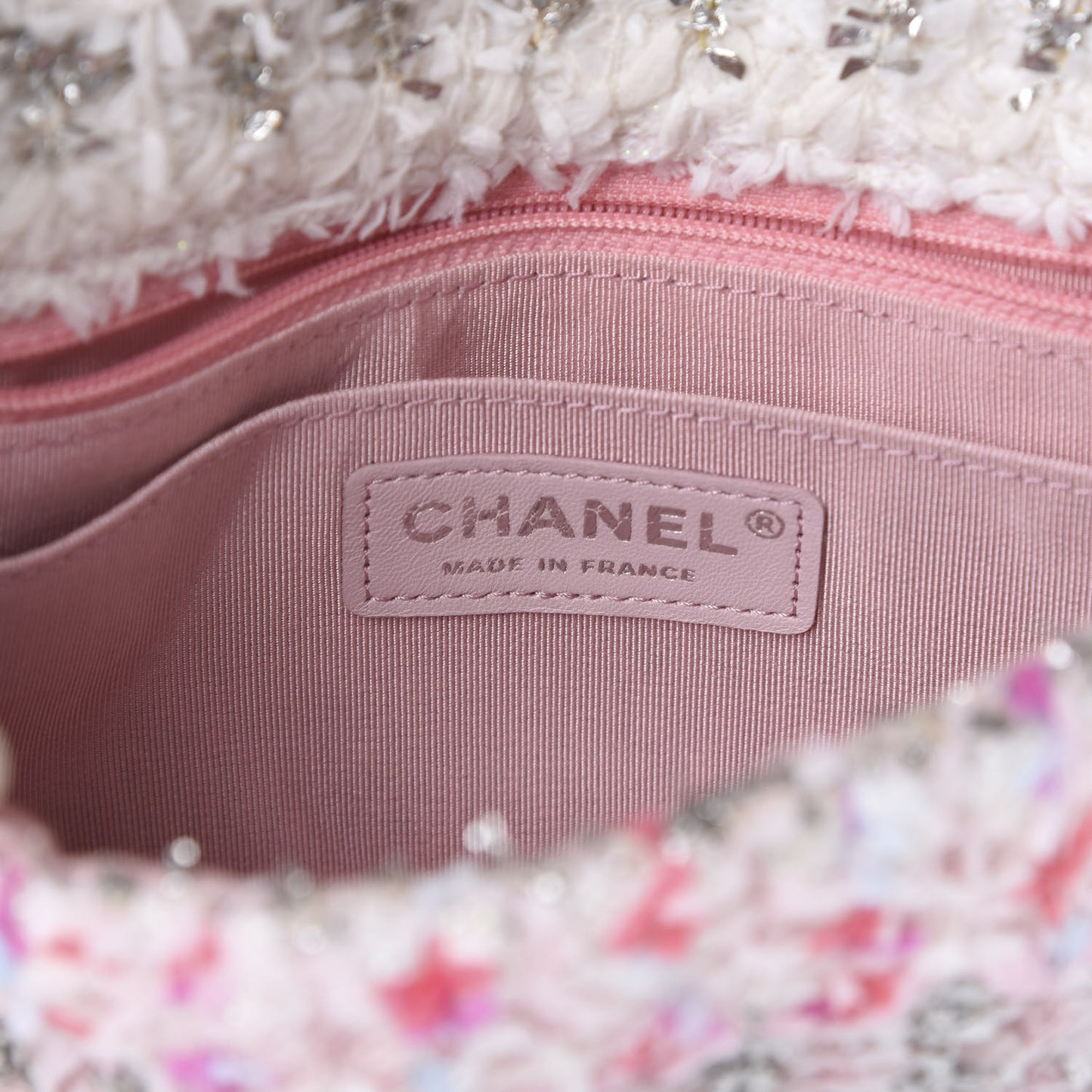 Tweed Quilted Mini Rectangular Flap Light Pink Silver Blue