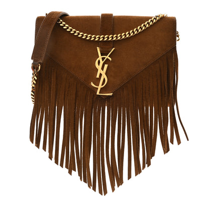 Saint Laurent Suede Fringe Small Monogram Satchel Light Ocre 1 of 17